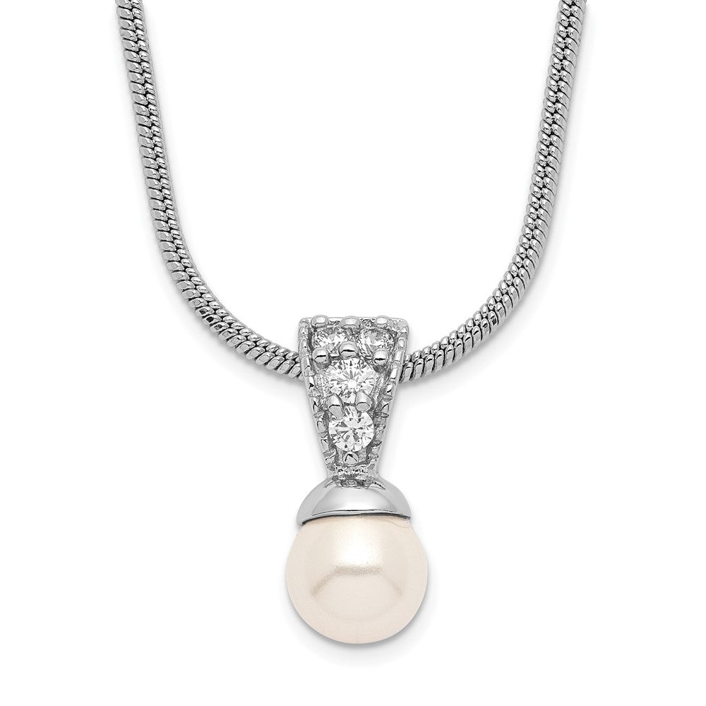 Kelly Waters Rhodium-plated White Simulated Pearl CZ Necklace