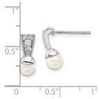 Kelly Waters Silver-tone Rhodium-plated White Simulated Pearl & CZ Post Dangle Earrings