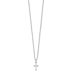 Kelly Waters Rhodium-plated Small Polished Rounded Cross 18 inch Necklace