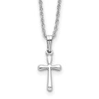 Kelly Waters Rhodium-plated Small Polished Rounded Cross 18 inch Necklace