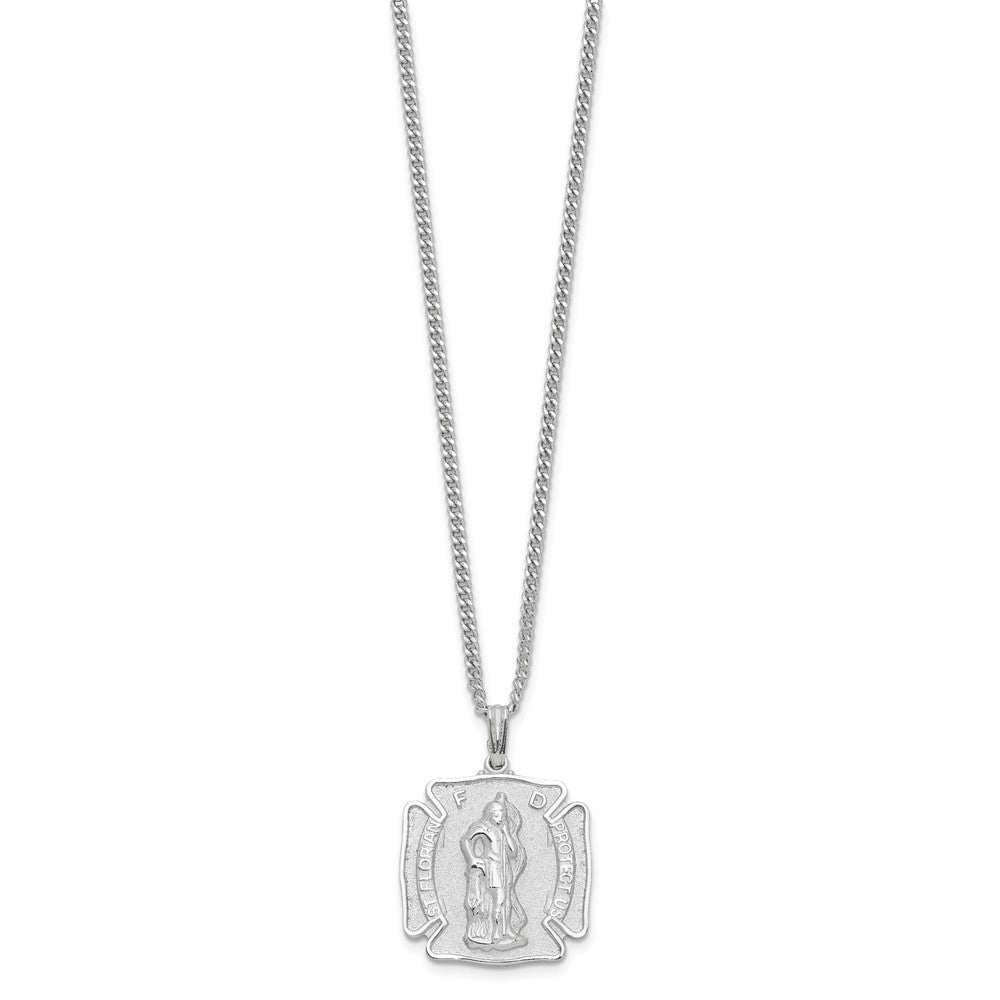 Kelly Waters Rhodium-plated St. Florian Medal 24 inch Necklace