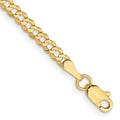 14K 3.1mm Lightweight Flat Cuban with Lobster Clasp Bracelet