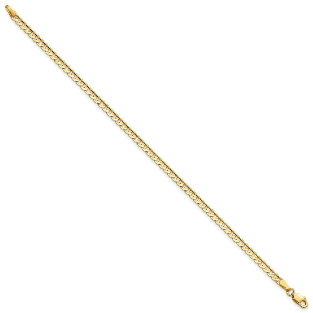 14K 3mm Open Concave Curb with Lobster Clasp Bracelet