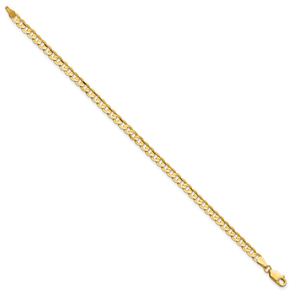 14K 3.8mm Open Concave Curb with Lobster Clasp Bracelet