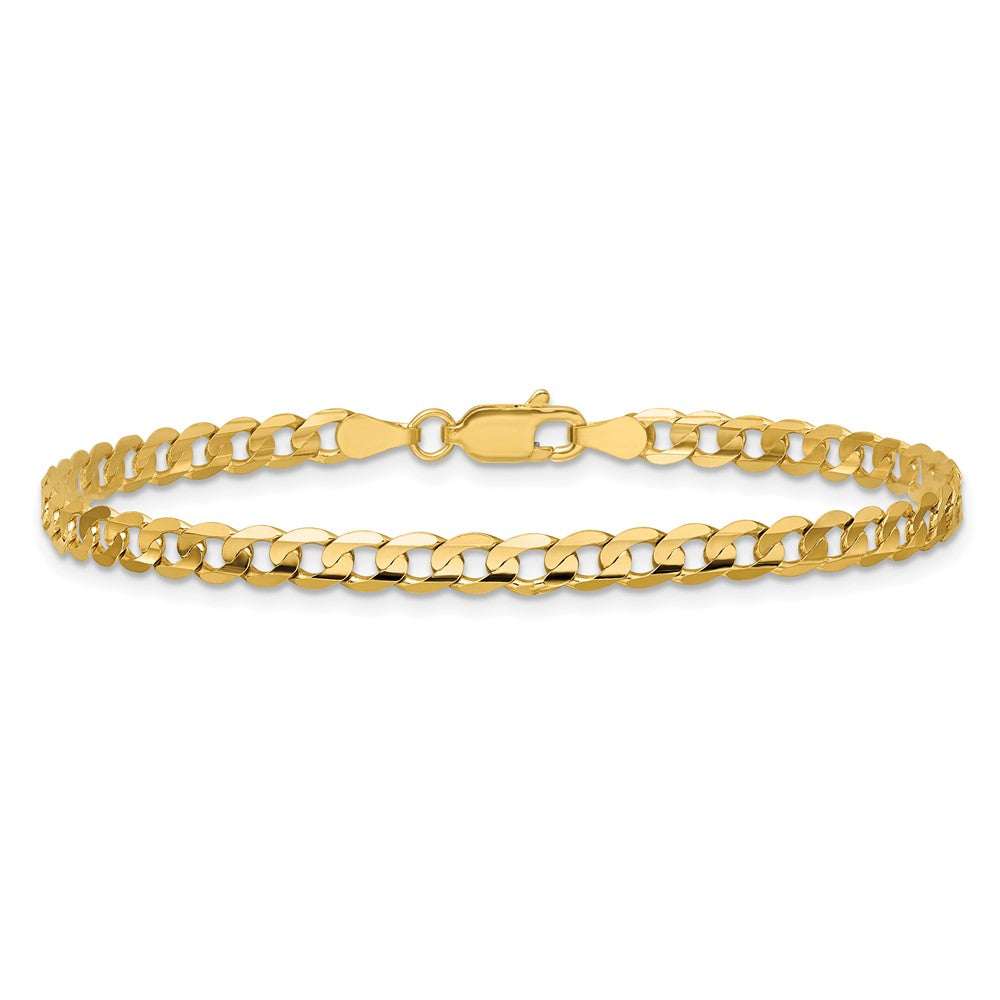 14K 3.8mm Open Concave Curb with Lobster Clasp Bracelet