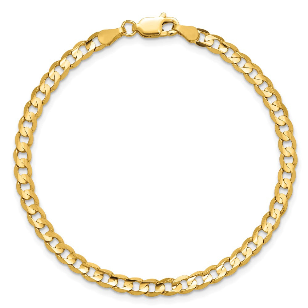 14K 3.8mm Open Concave Curb with Lobster Clasp Bracelet