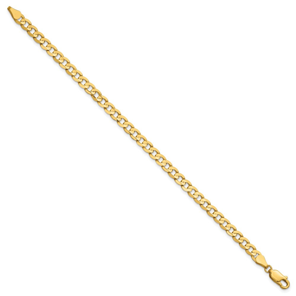 14K 4.5mm Open Concave Curb with Lobster Clasp Bracelet
