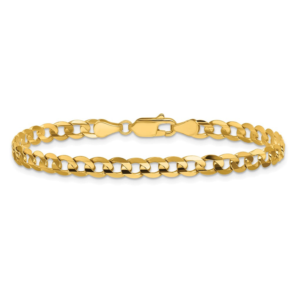 14K 4.5mm Open Concave Curb with Lobster Clasp Bracelet