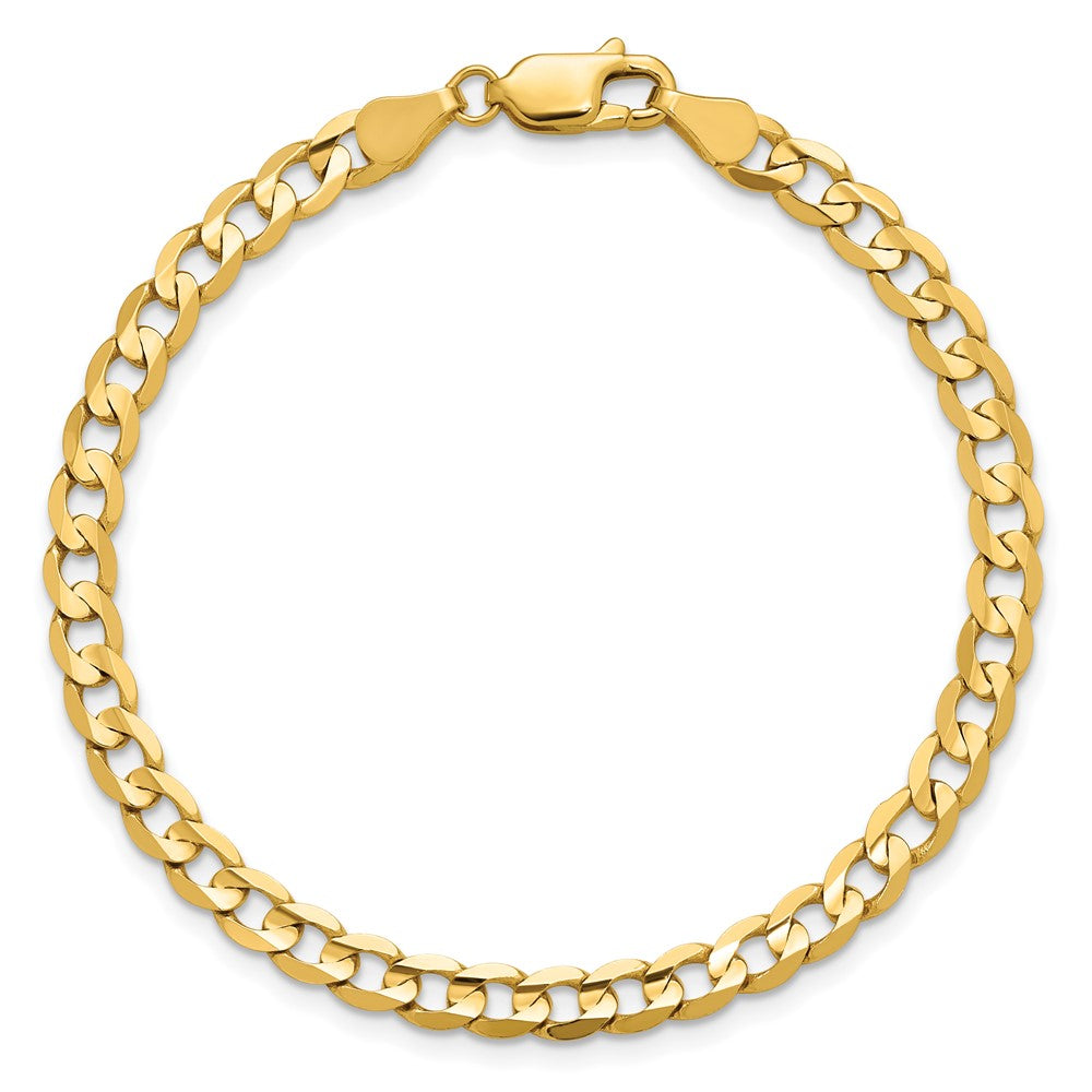 14K 4.5mm Open Concave Curb with Lobster Clasp Bracelet