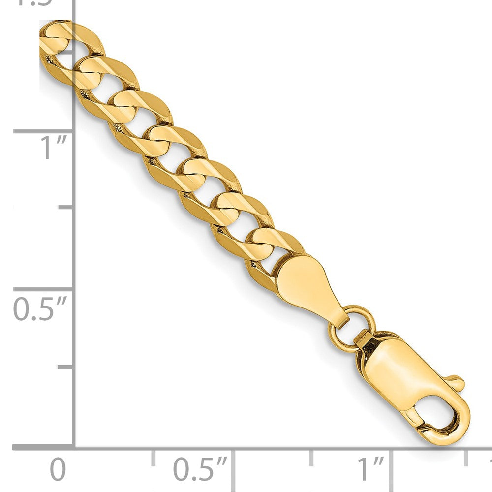 14K 4.5mm Open Concave Curb with Lobster Clasp Bracelet