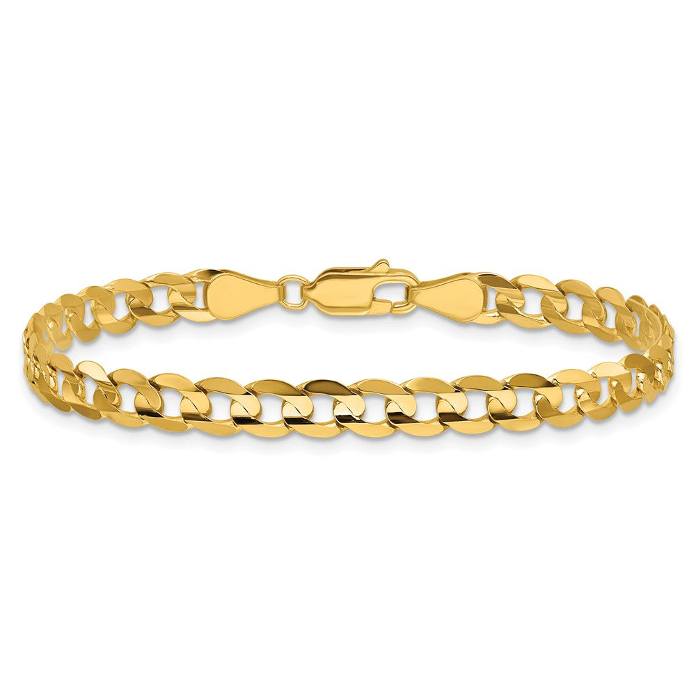 14K 5.25mm Open Concave Curb with Lobster Clasp Bracelet