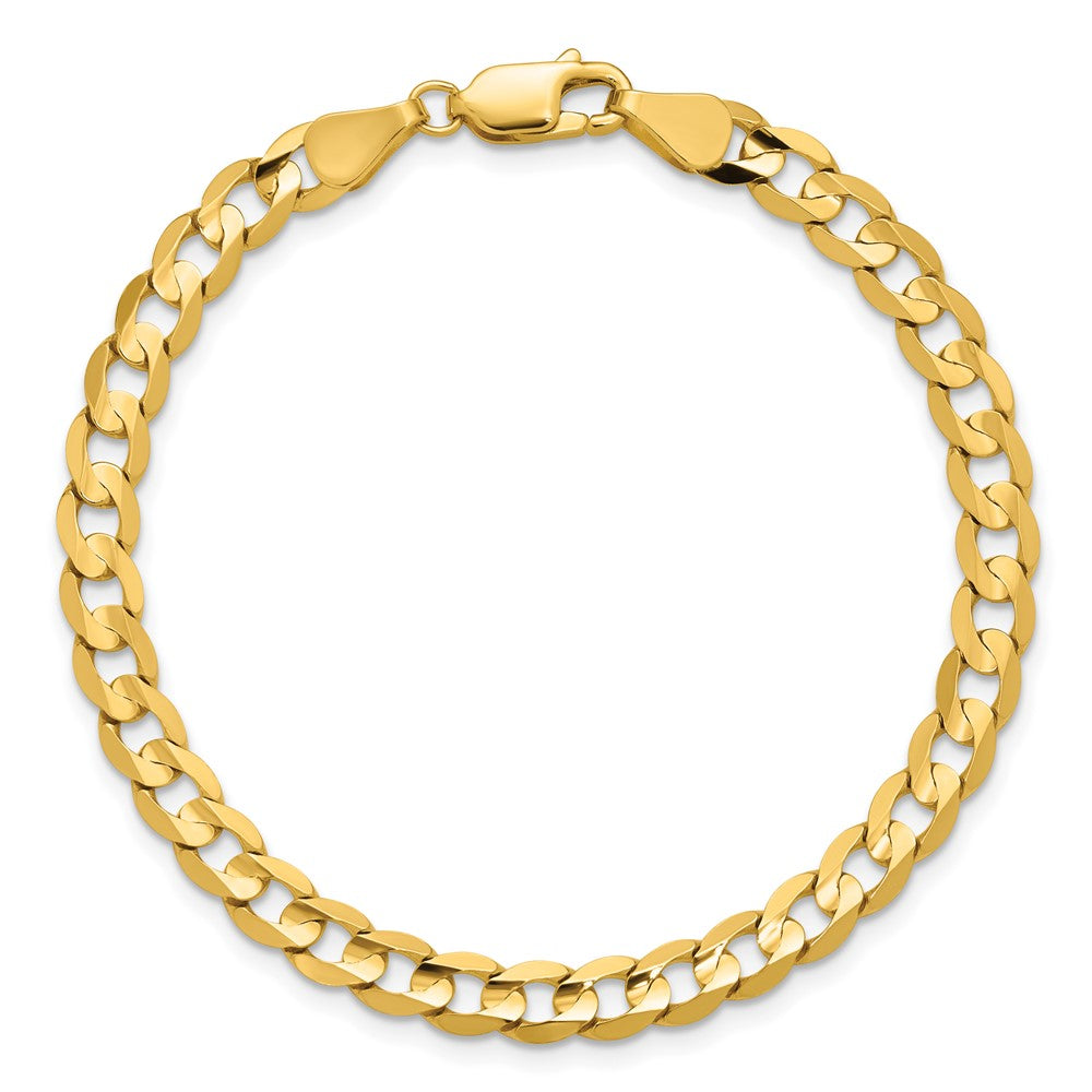 14K 5.25mm Open Concave Curb with Lobster Clasp Bracelet