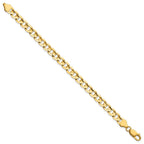 14K 6.75mm Open Concave Curb with Lobster Clasp Bracelet