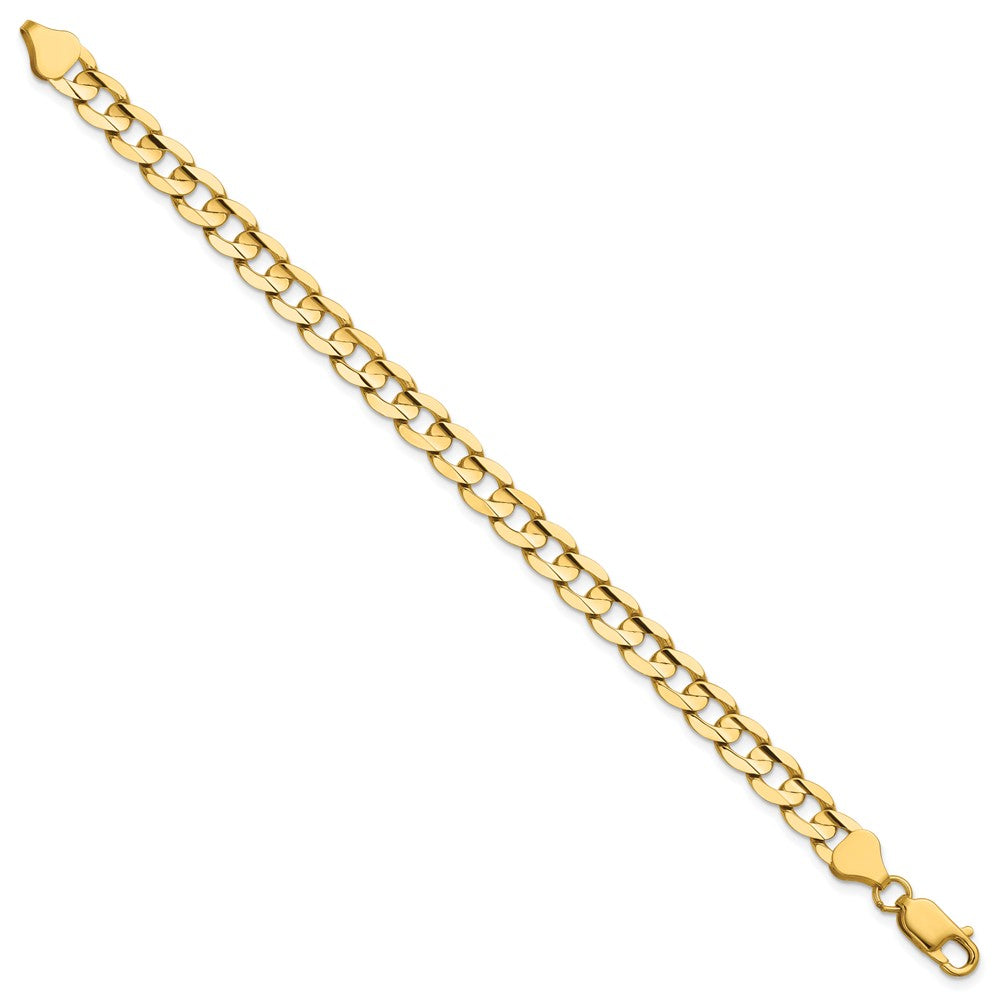14K 6.75mm Open Concave Curb with Lobster Clasp Bracelet