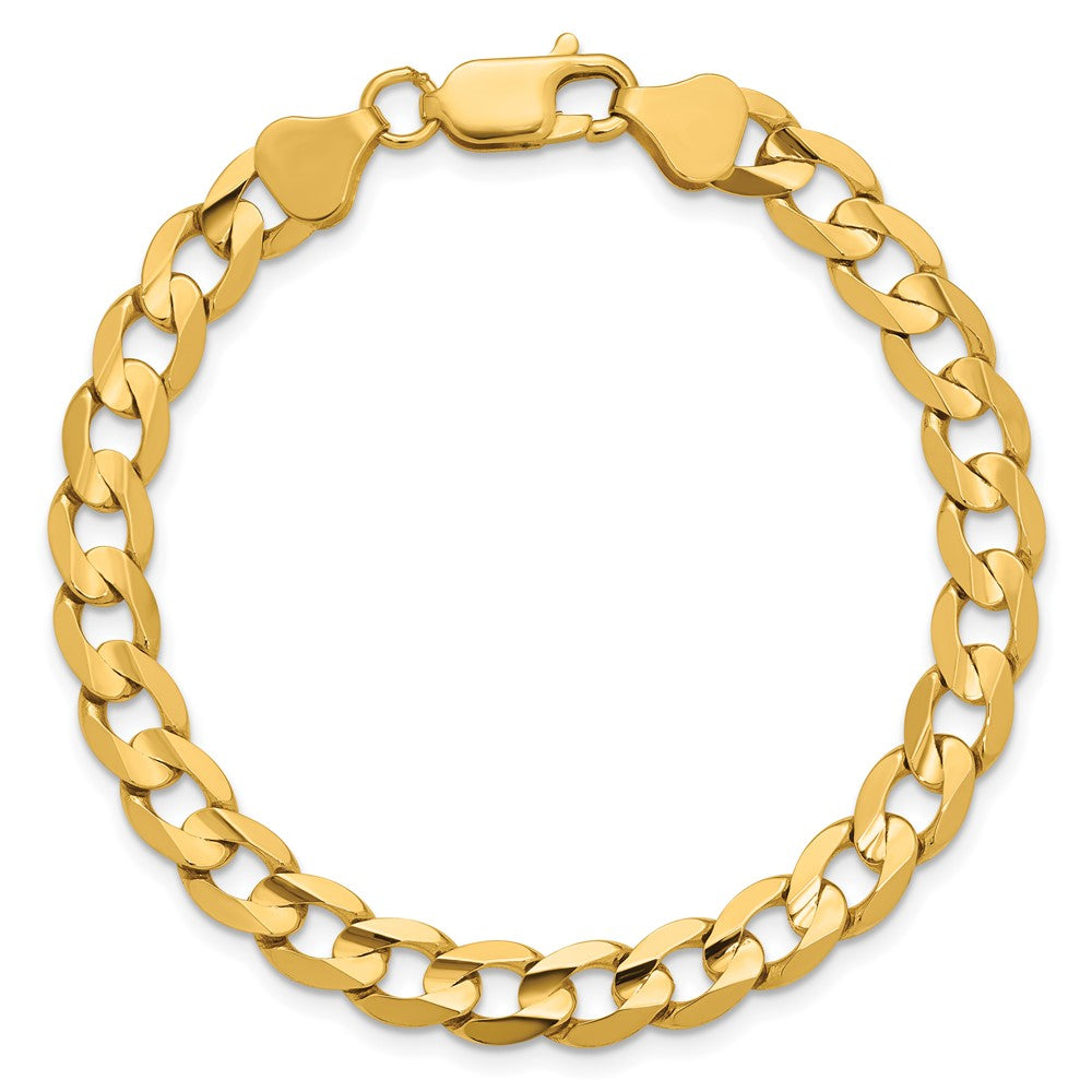 14K 6.75mm Open Concave Curb with Lobster Clasp Bracelet