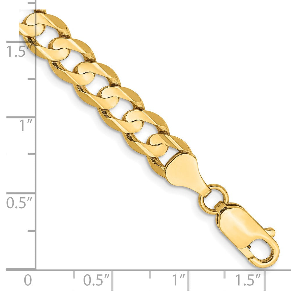 14K 6.75mm Open Concave Curb with Lobster Clasp Bracelet