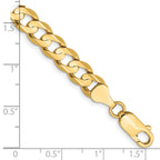 14K 6.75mm Open Concave Curb with Lobster Clasp Bracelet