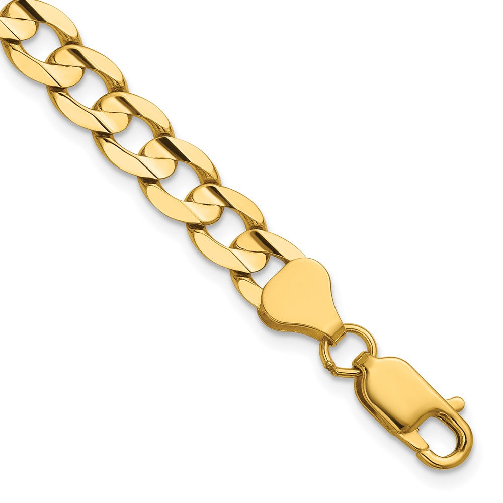 14K 6.75mm Open Concave Curb with Lobster Clasp Bracelet