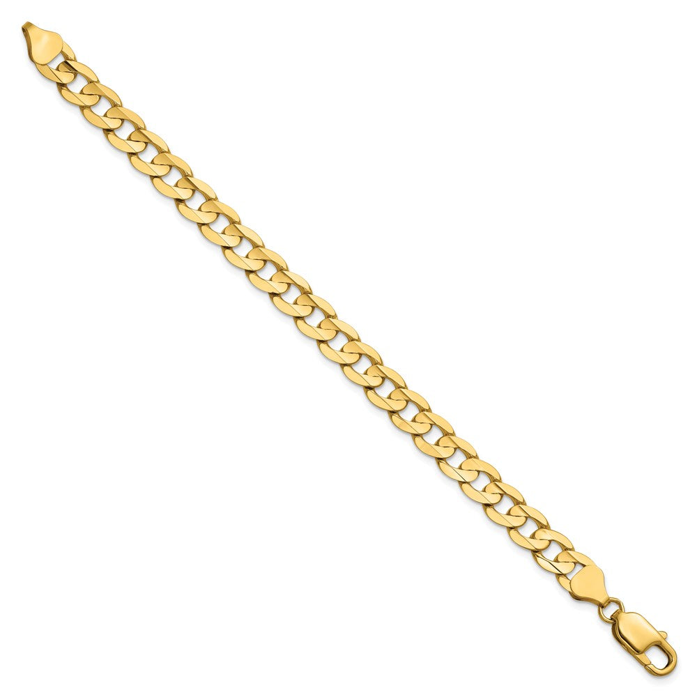 14K 7.5mm Open Concave Curb with Lobster Clasp Bracelet