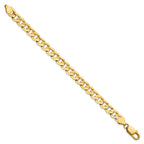 14K 7.5mm Open Concave Curb with Lobster Clasp Bracelet