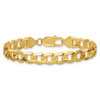 14K 7.5mm Open Concave Curb with Lobster Clasp Bracelet
