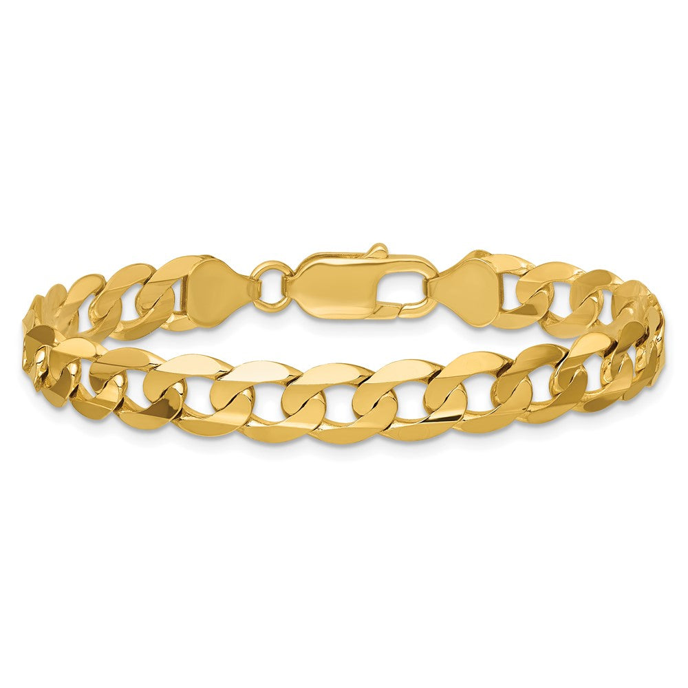14K 7.5mm Open Concave Curb with Lobster Clasp Bracelet