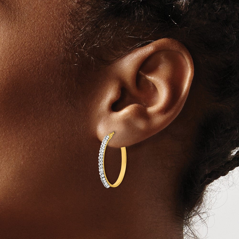 14K Crystals Polished Hoop Earrings