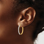 14K Crystals Polished Hoop Earrings