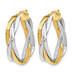 14K with Rhodium Braided Hoop Earrings