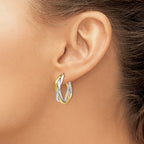 14K with Rhodium Braided Hoop Earrings
