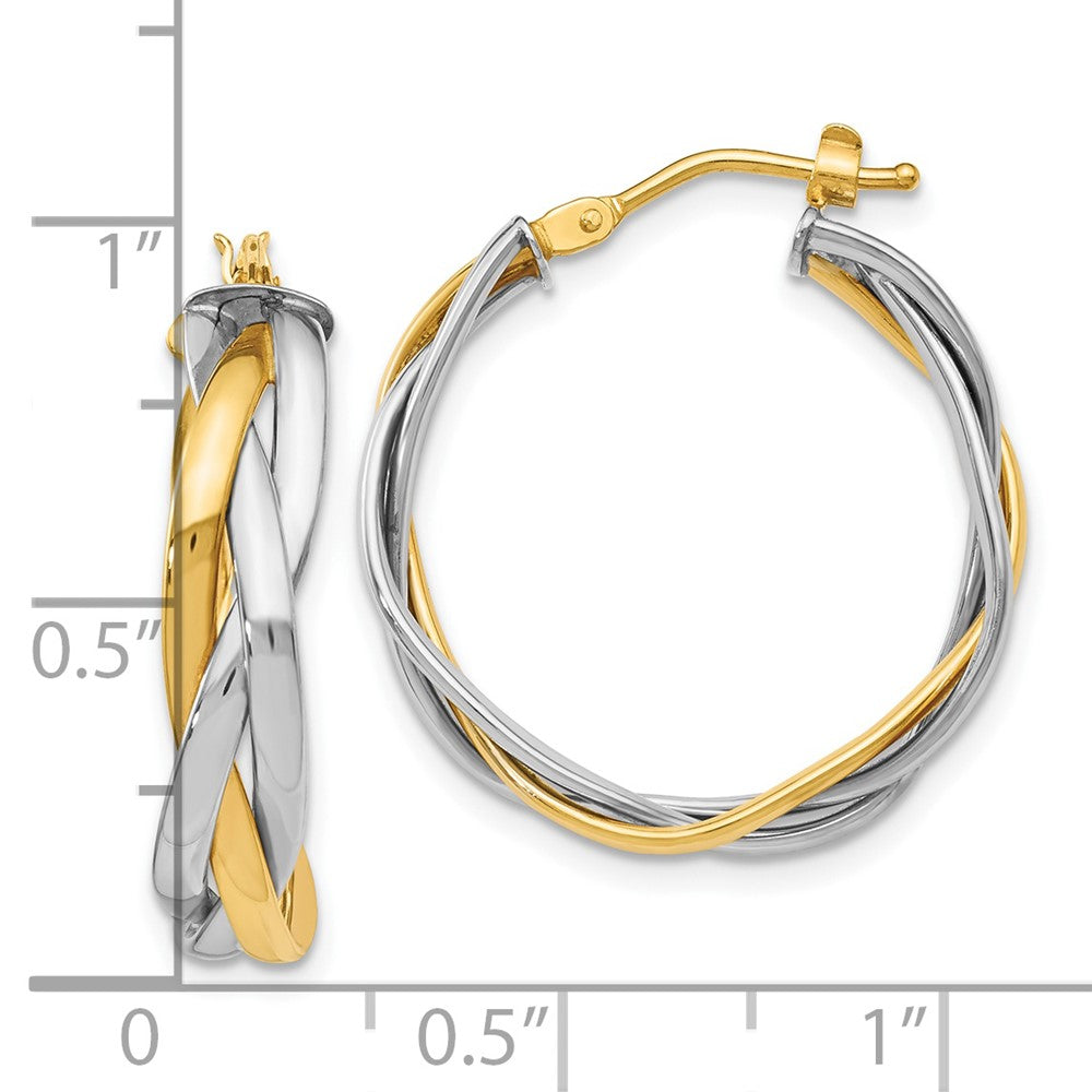 14K with Rhodium Braided Hoop Earrings