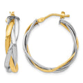 14K with Rhodium Braided Hoop Earrings