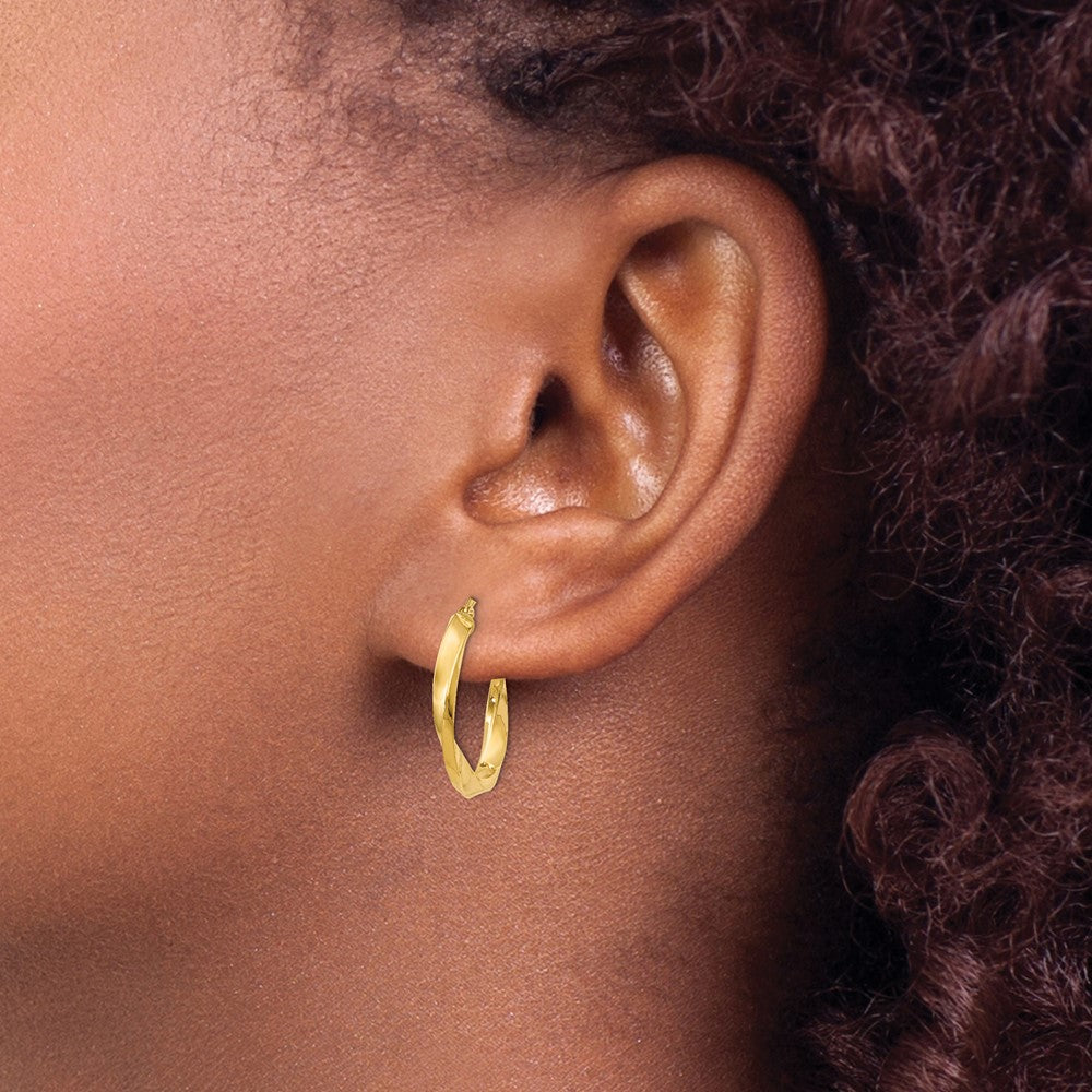 14K Polished Twisted Hoop Earrings