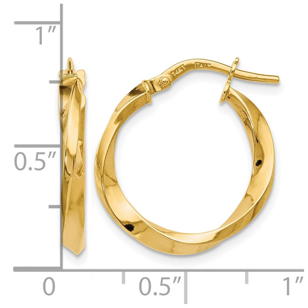 14K Polished Twisted Hoop Earrings