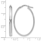 14K White Gold Polished Oval Hoop Earrings