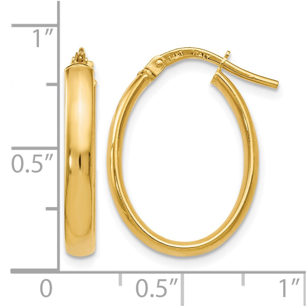 14K Polished Oval Hoop Earrings