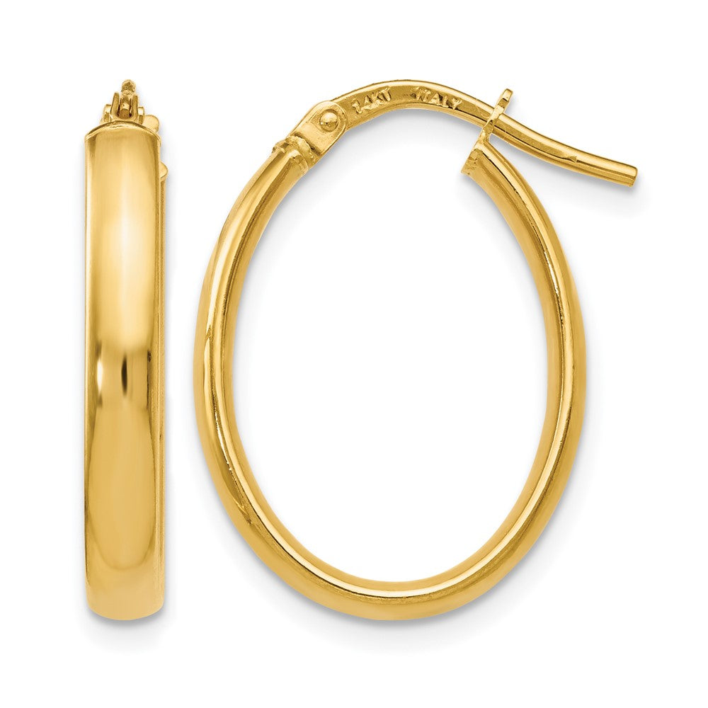 14K Polished Oval Hoop Earrings