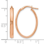 14K Rose Gold Polished Oval Hoop Earrings