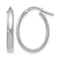 14K White Gold Polished Oval Hoop Earrings