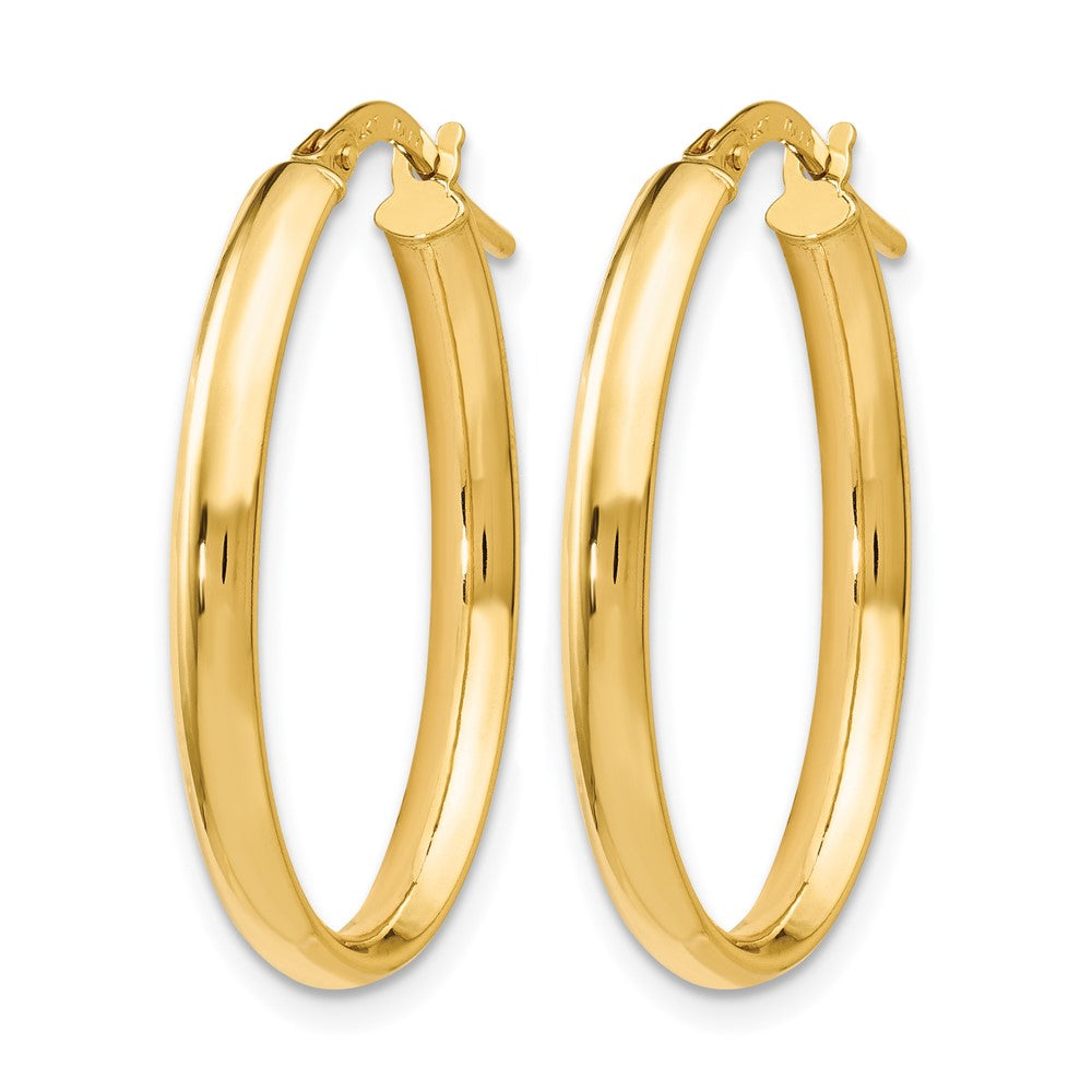 14K Polished Oval Hoop Earrings