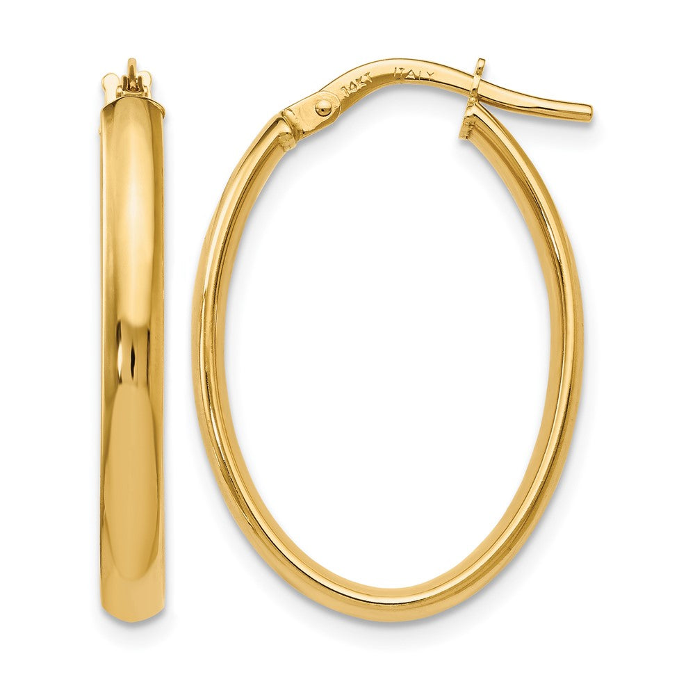 14K Polished Oval Hoop Earrings