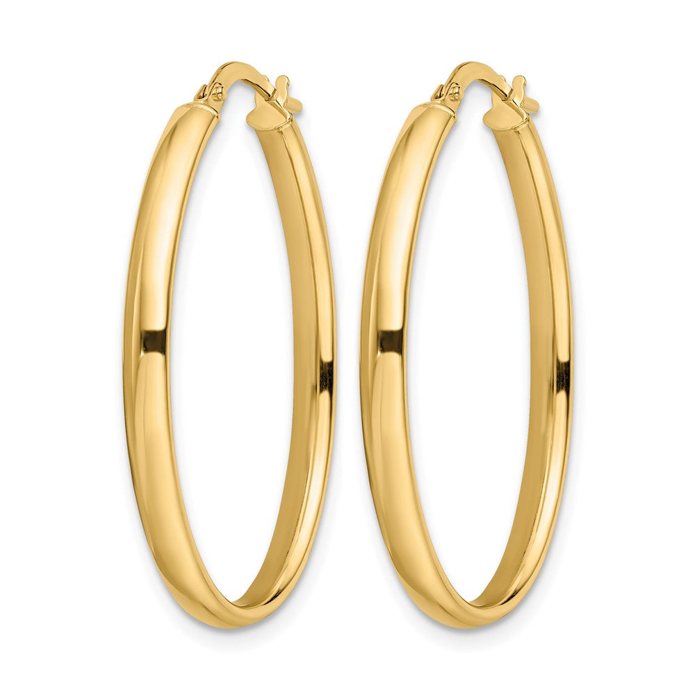 14K Polished Oval Hoop Earrings