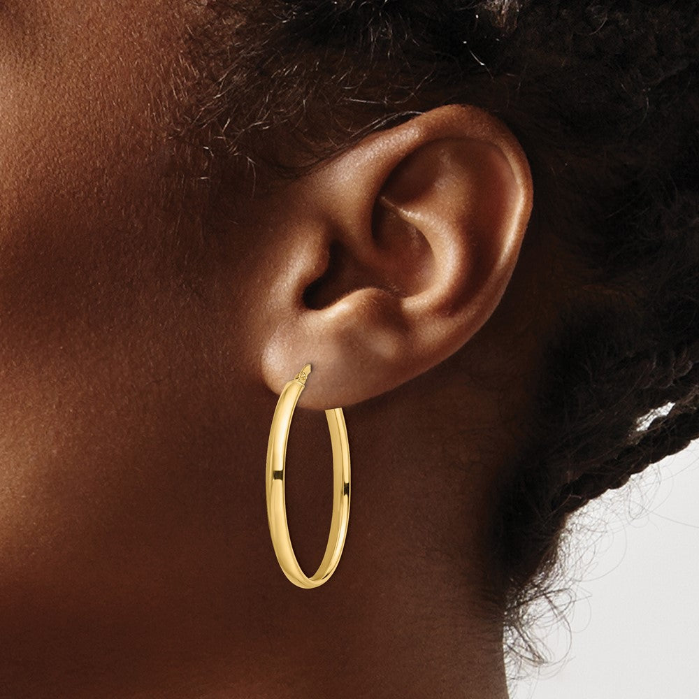 14K Polished Oval Hoop Earrings