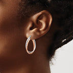 14K Rose and White Gold Polished Fancy Hoop Earrings