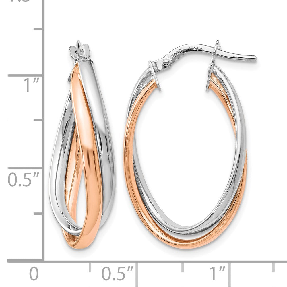 14K Rose and White Gold Polished Fancy Hoop Earrings