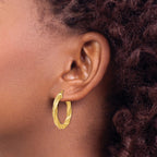14K Polished Scratch-finish Twisted Hoop Earrings