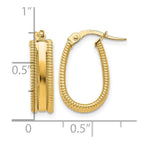 14K Polished Textured Oval Hoop Earrings