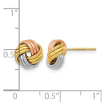 14K with White and Rose Rhodium Knot Polished D/C Post Earrings