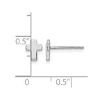 14K White Gold Polished Cross Post Earrings