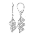 14K White Gold Textured Leverback Earrings